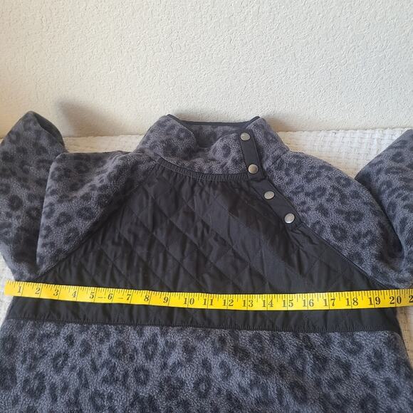J Crew Quilted Button-Neck Sherpa Tunic Leopard Print Pullover Women's Size S - Picture 4 of 8